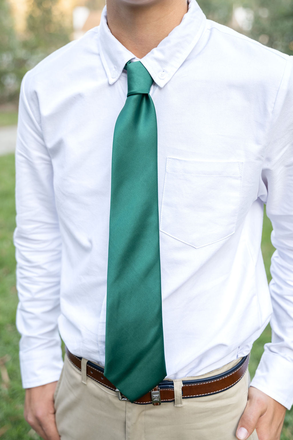 PREORDER Evergreen Emerald Green Solid Child Tween Necktie