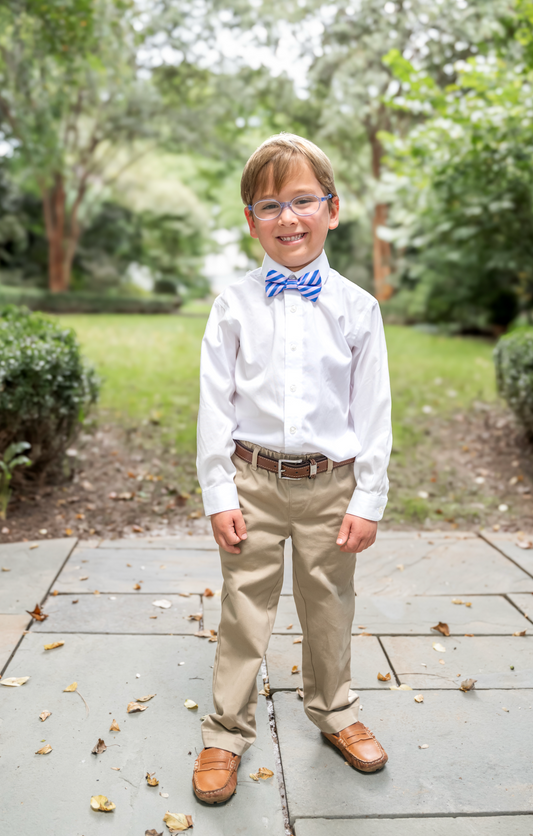 Daybreak Pink Blue Stripe Pre-tied Child Tween Bowtie