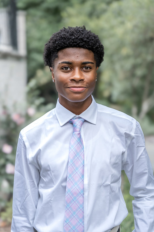 Spring 2026 Egg Hunt Pastel Pink and Blue Plaid Print Necktie