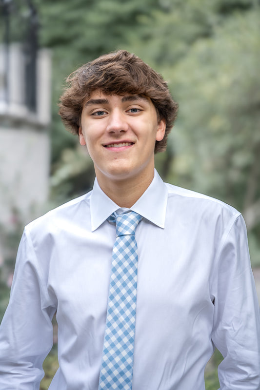 PREORDER Spring 2026 Dusty Blue Gingham Necktie