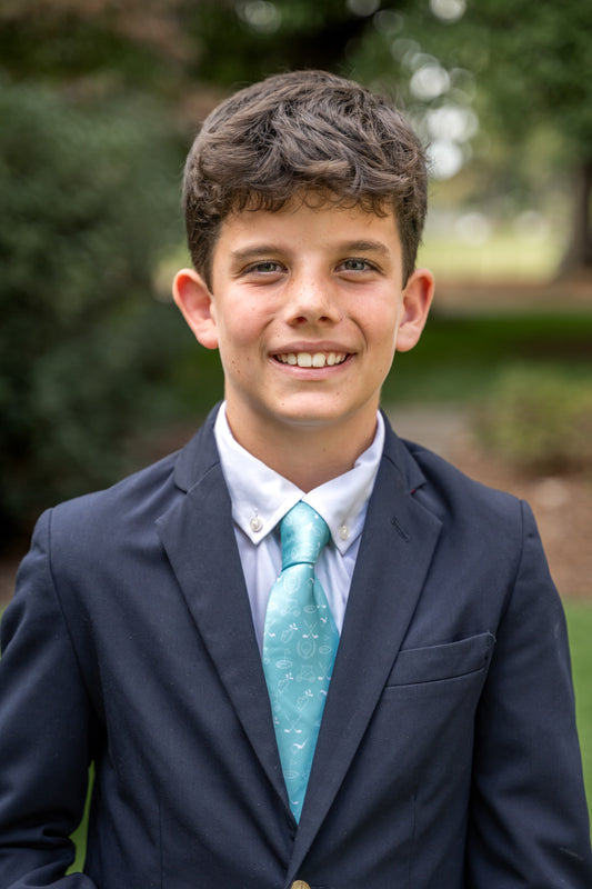 PREORDER Spring 2026 - Golf Icons Turquoise Blue Necktie