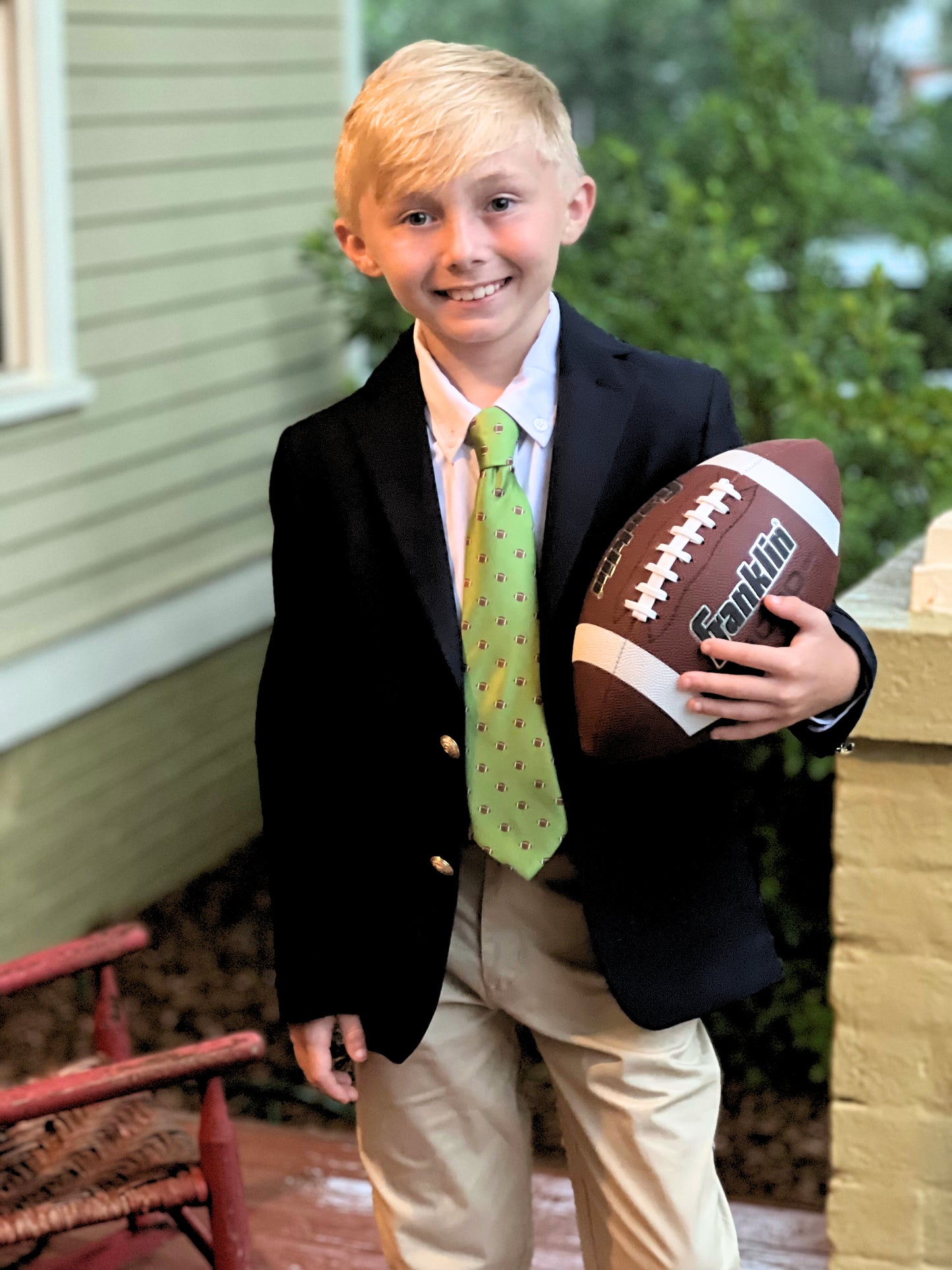 PREORDER Football Print Green Child Tween Necktie