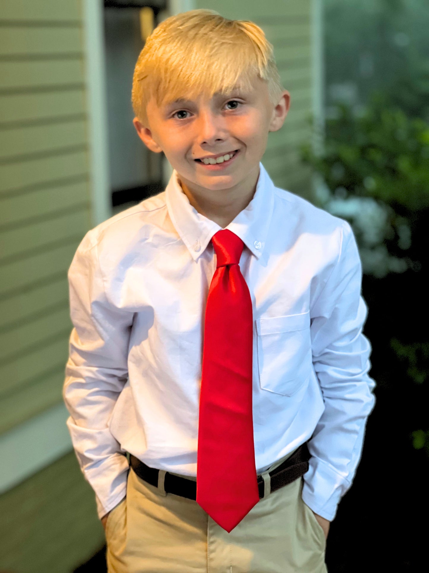 PREORDER Haute Red Solid Christmas Holiday Child Tween Necktie