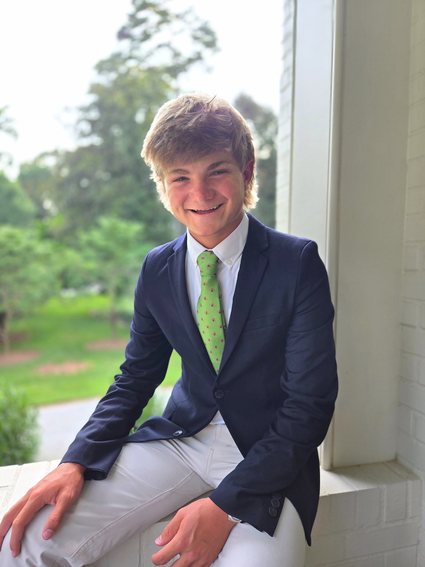 PREORDER Football Print Green Child Tween Necktie