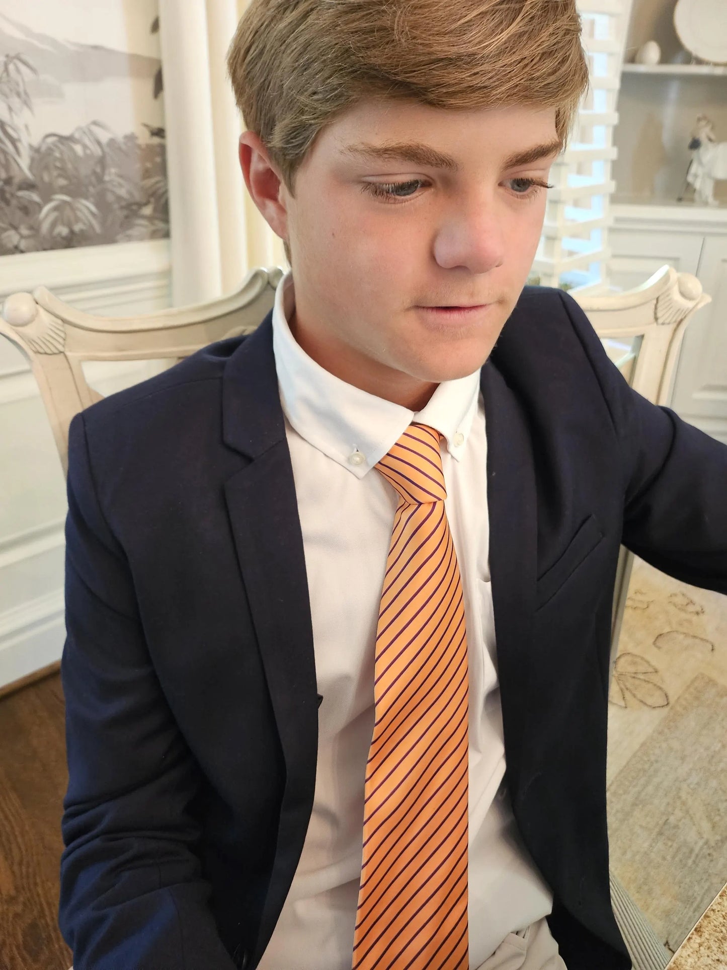Sunset Stripe Orange and Purple Child Tween Adult Necktie