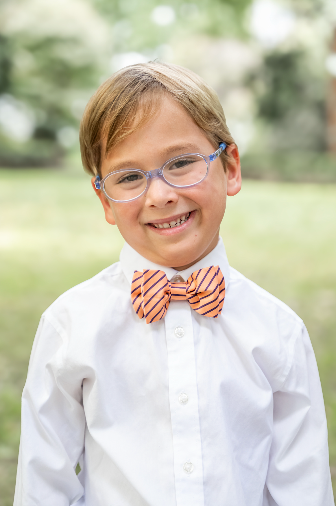 Sunset Orange Purple Stripe Pre-tied Child Bowtie