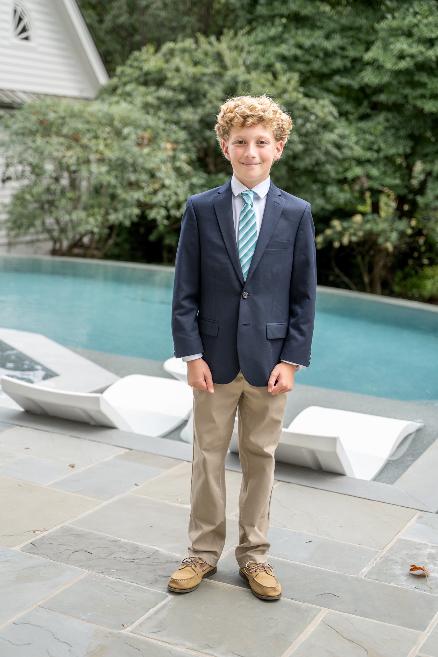 Spring 2026 Seascape Green, Blue and White Stripe Necktie