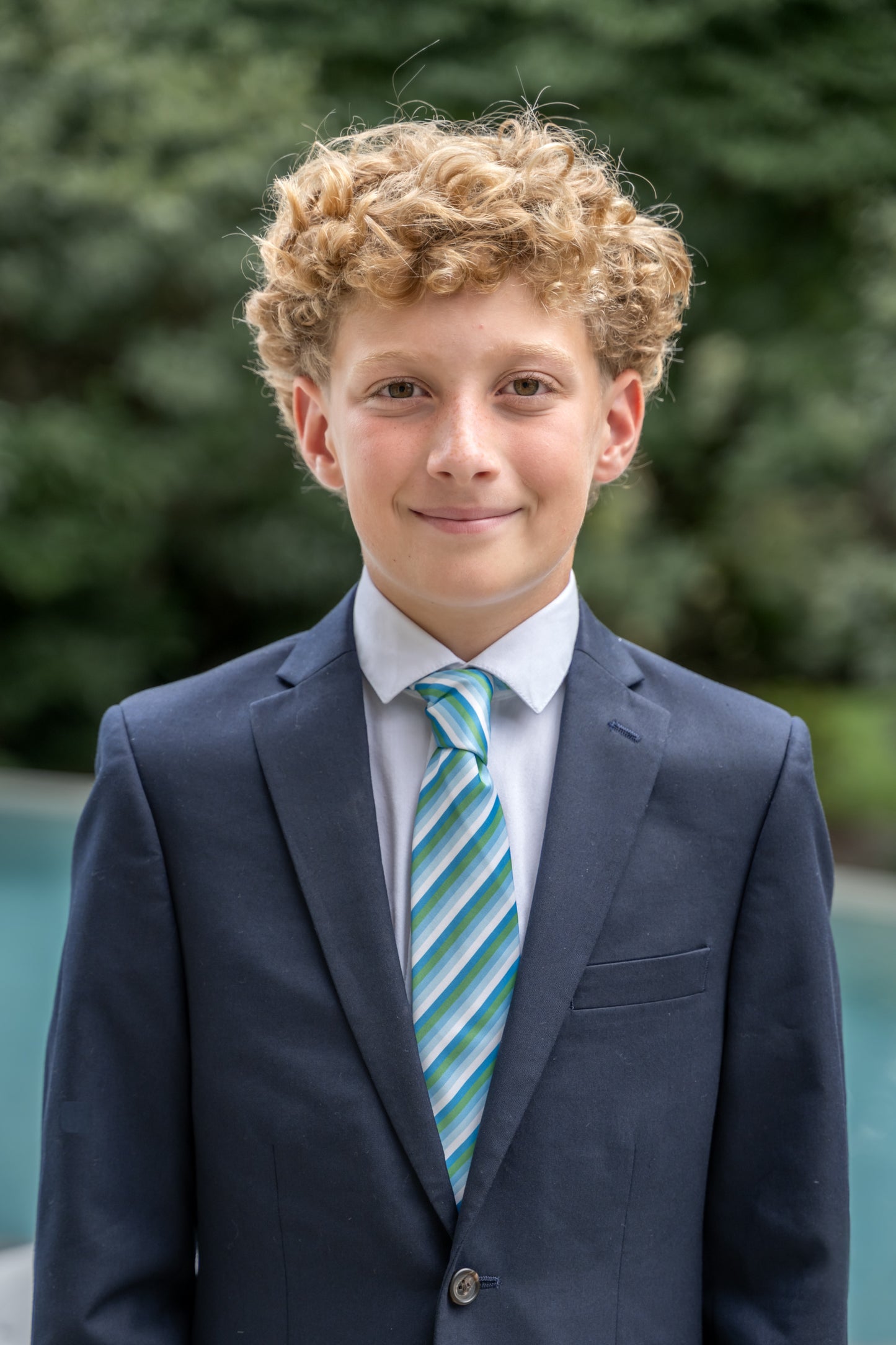 Spring 2026 Seascape Green, Blue and White Stripe Necktie