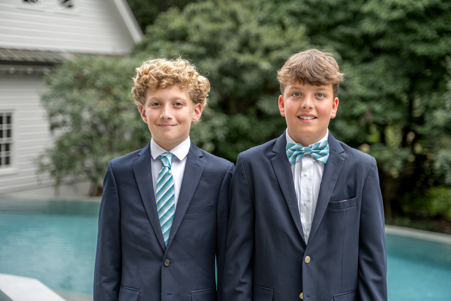 Spring 2026 Seascape Green, Blue and White Stripe Necktie