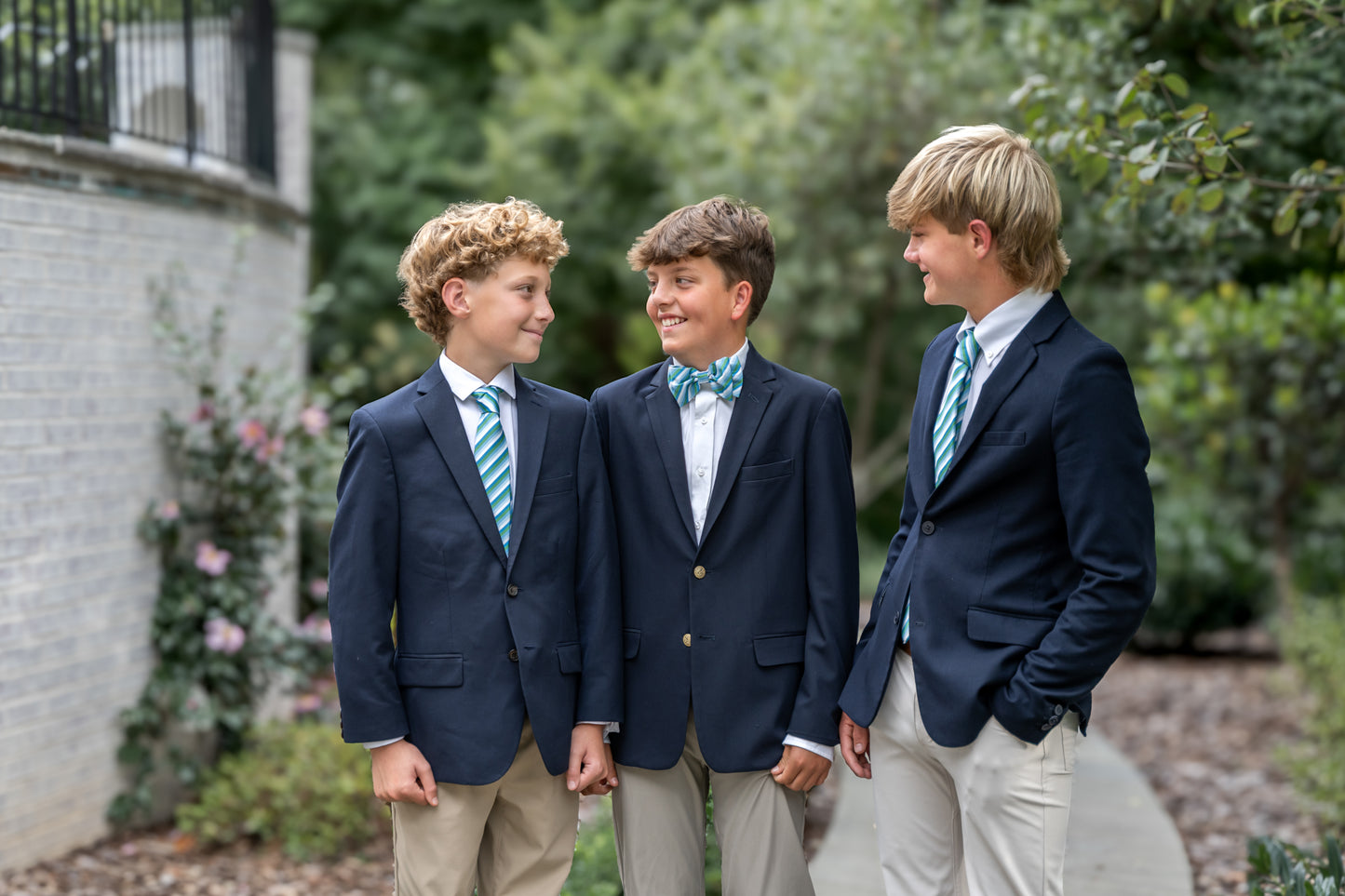 Spring 2026 Seascape Green, Blue and White Stripe Necktie