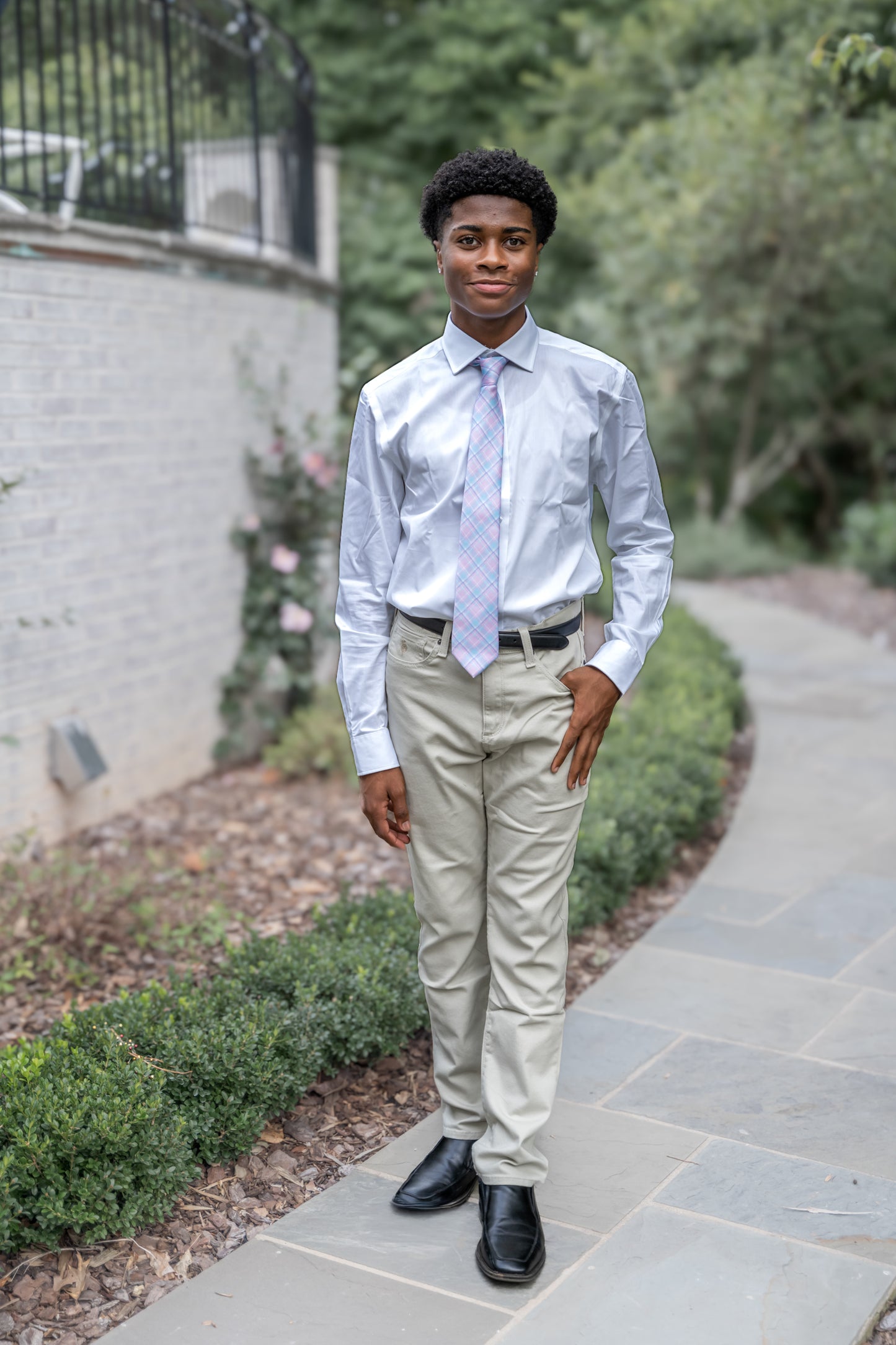 Spring 2026 Egg Hunt Pastel Pink and Blue Plaid Print Necktie