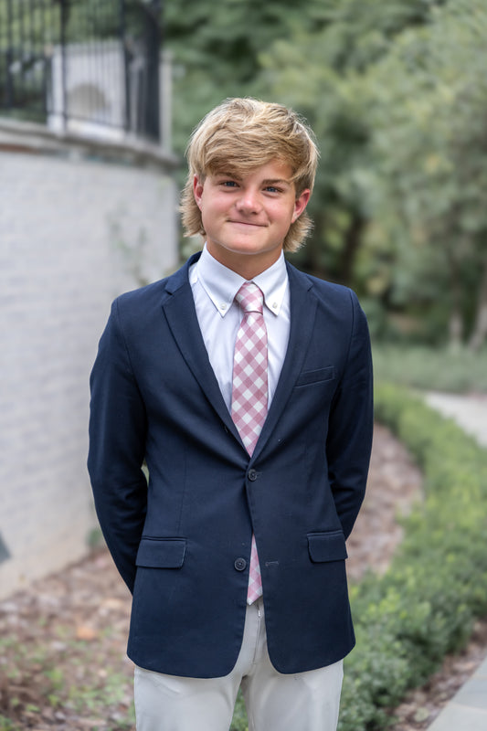 Spring 2026 Salmon and Ivory Gingham Necktie