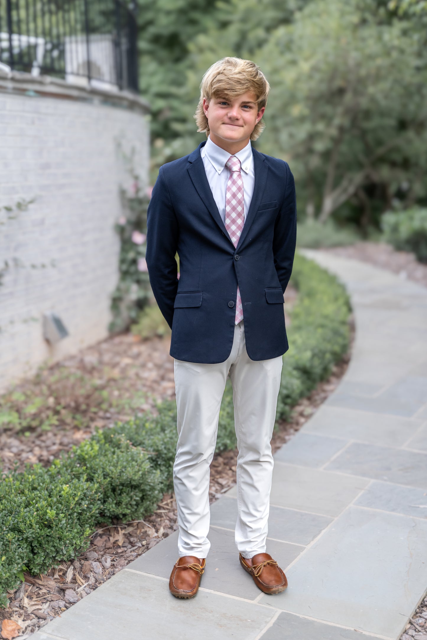 Spring 2026 Salmon and Ivory Gingham Necktie