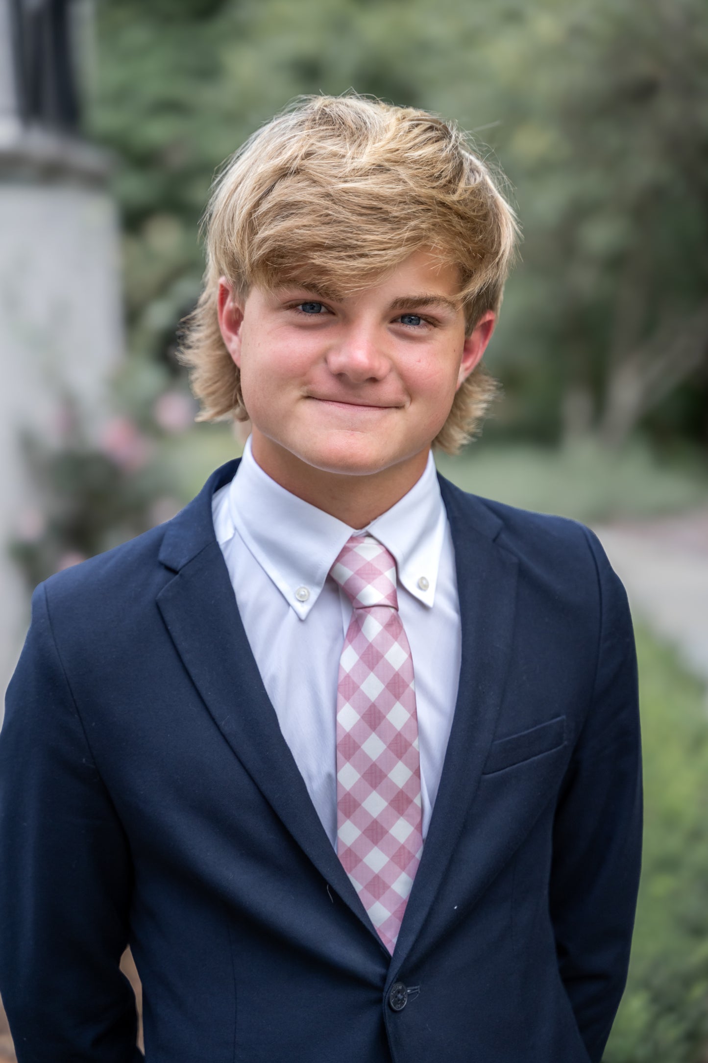 Spring 2026 Salmon and Ivory Gingham Necktie