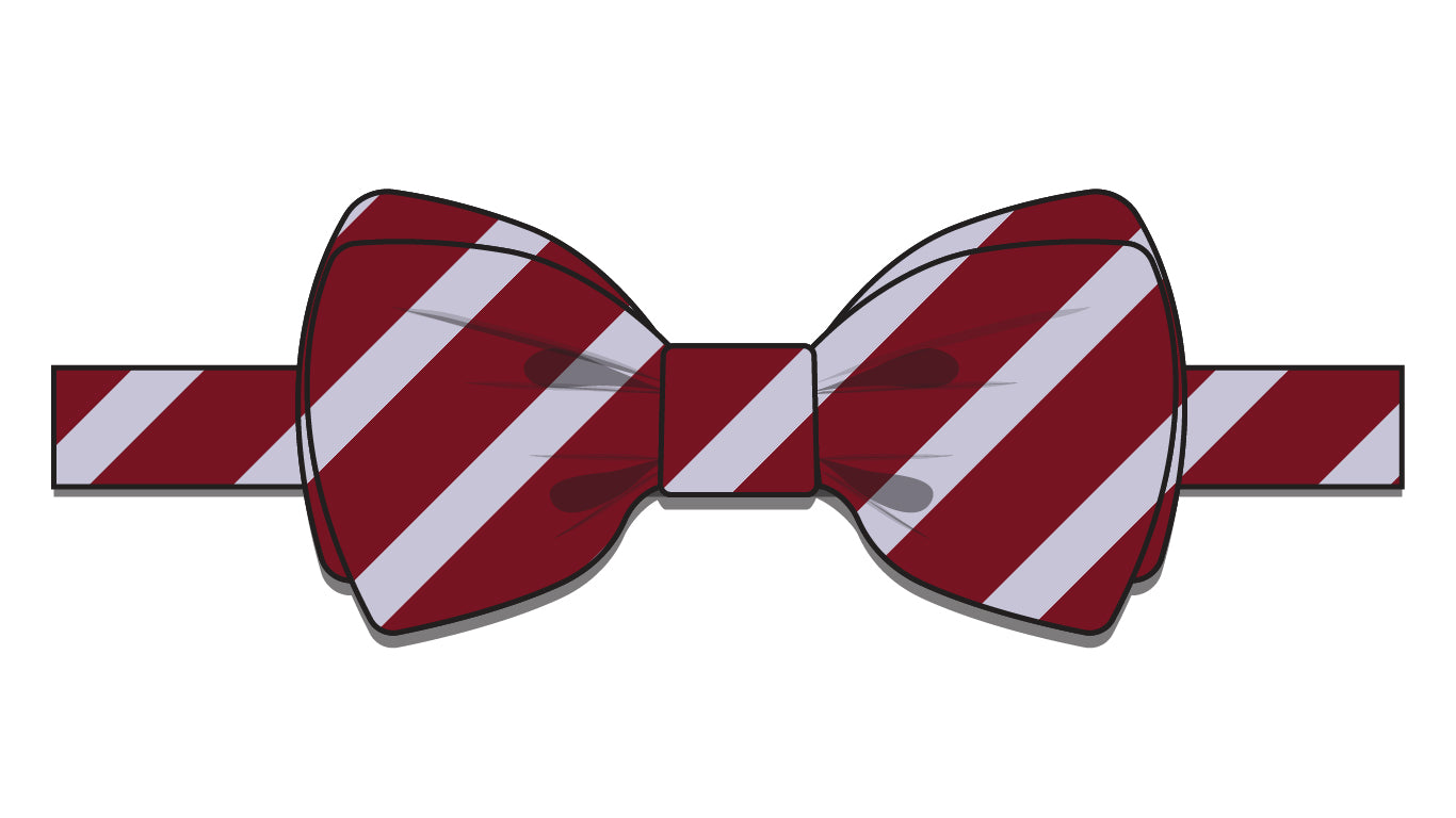 Fall 2026 PREORDER Royalty Maroon & Lavender Stripe Pre-tied Bowtie