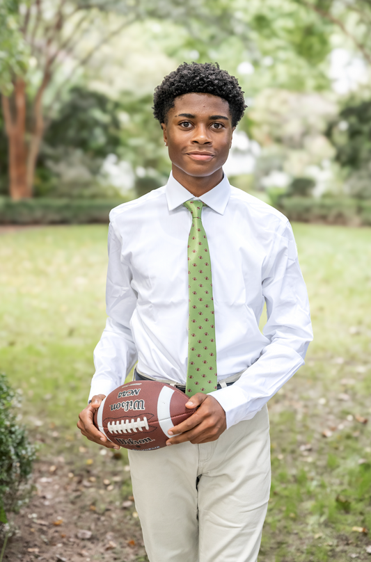 Football Print Green Necktie