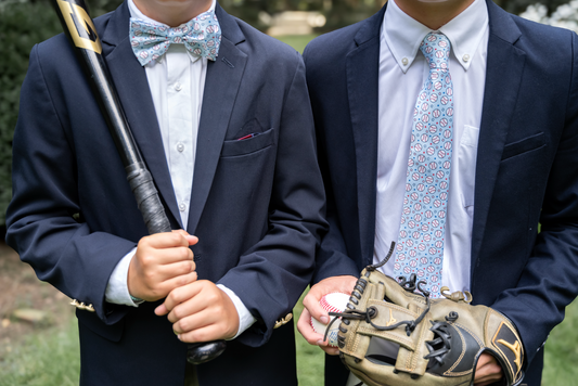 Spring 2026 Play Ball Baseball Americana Print Pre-tied Bowtie