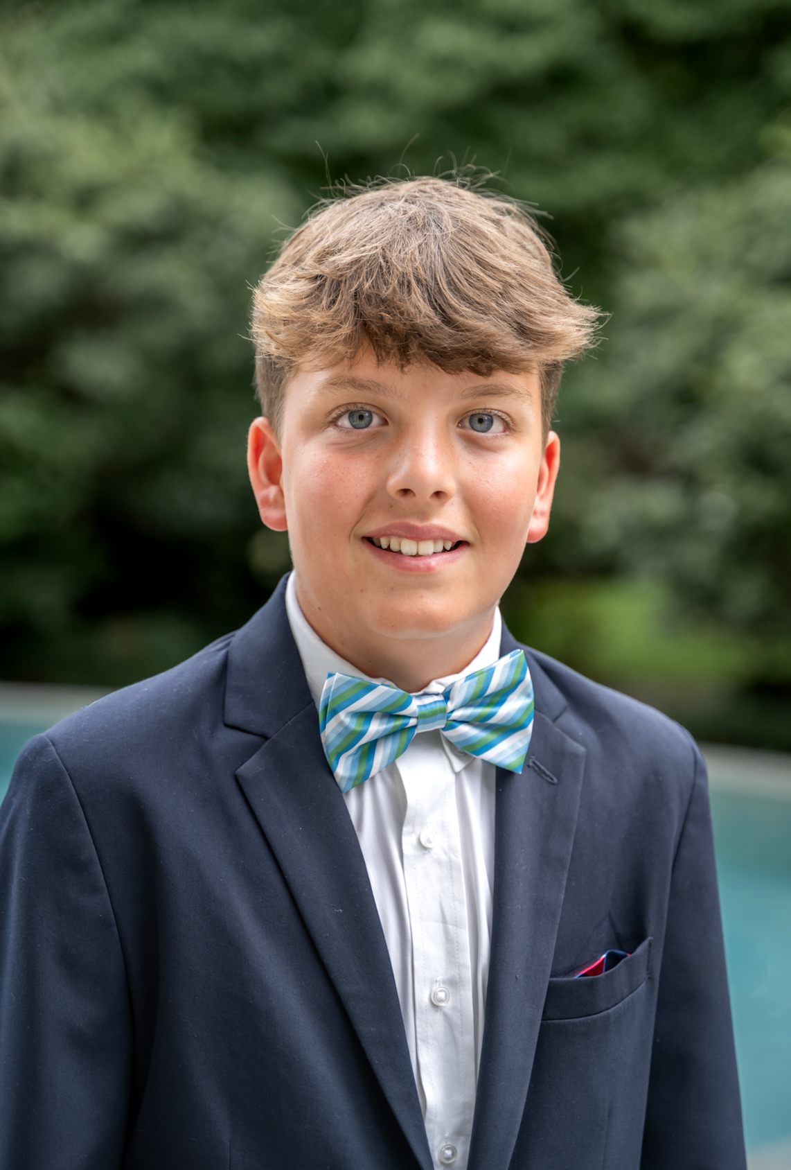 Spring 2026 Seascape Green, Blue and White Stripe Pre-tied Bowtie