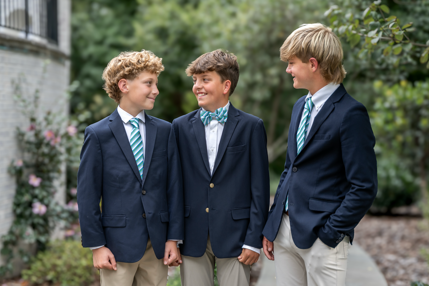 Spring 2026 Seascape Green, Blue and White Stripe Pre-tied Bowtie