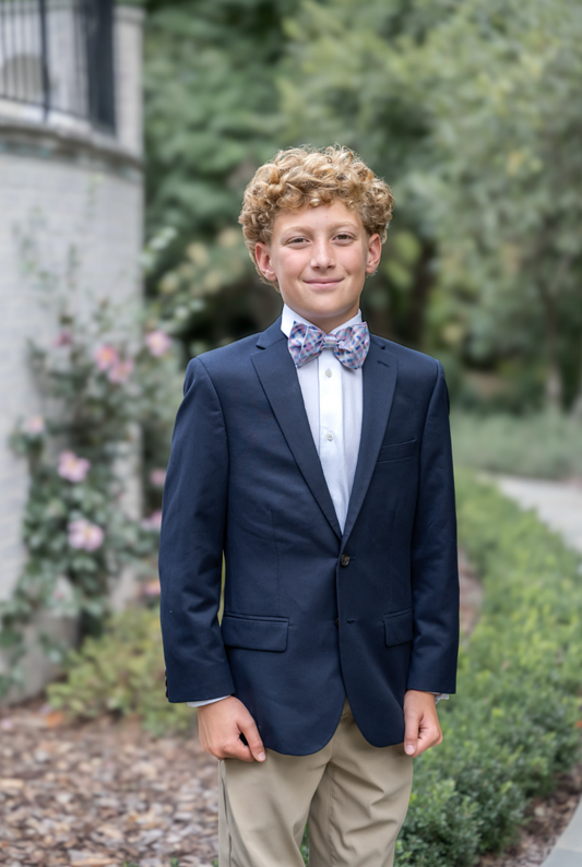 Spring 2026 Basket Plaid Multi Color Print Pre-tied Bowtie