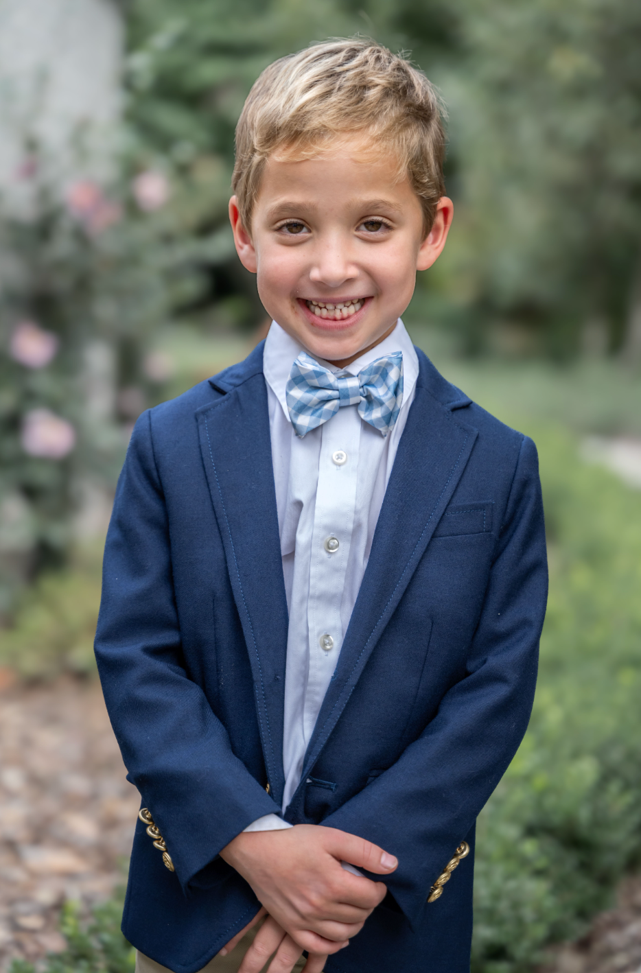Spring 2026 Dusty Blue Gingham Pre-tied Bowtie