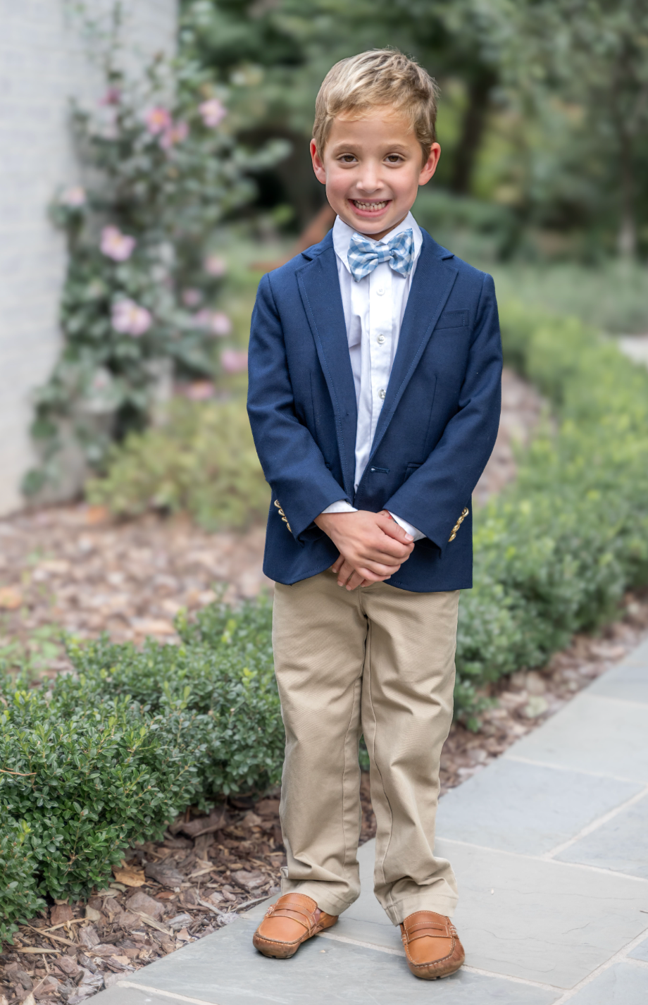 Spring 2026 Dusty Blue Gingham Pre-tied Bowtie