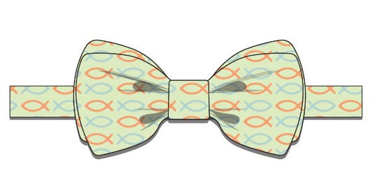 Spring 2026 Fish Print Citron Blue and Orange Pre-tied Bowtie