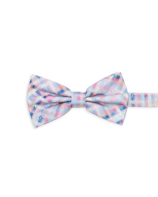 Spring 2026 Basket Plaid Multi Color Print Pre-tied Bowtie
