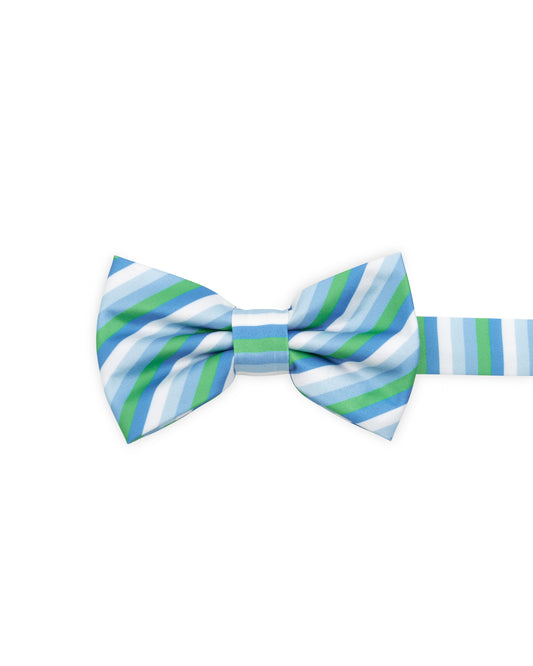 Spring 2026 Seascape Green, Blue and White Stripe Pre-tied Bowtie