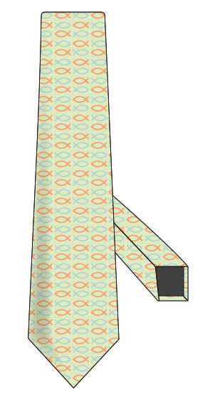 Spring 2026 Fish Print Citron Blue and Orange Necktie