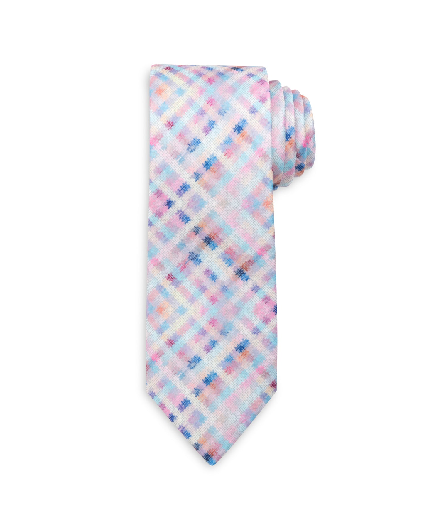 Spring 2026 Basket Plaid Multi Color Print Necktie