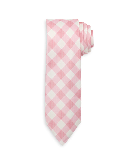Spring 2026 Salmon and Ivory Gingham Necktie