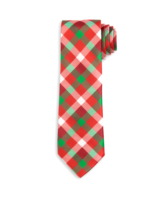 PREORDER Festive Plaid Red Green Christmas Holiday Child Tween Necktie