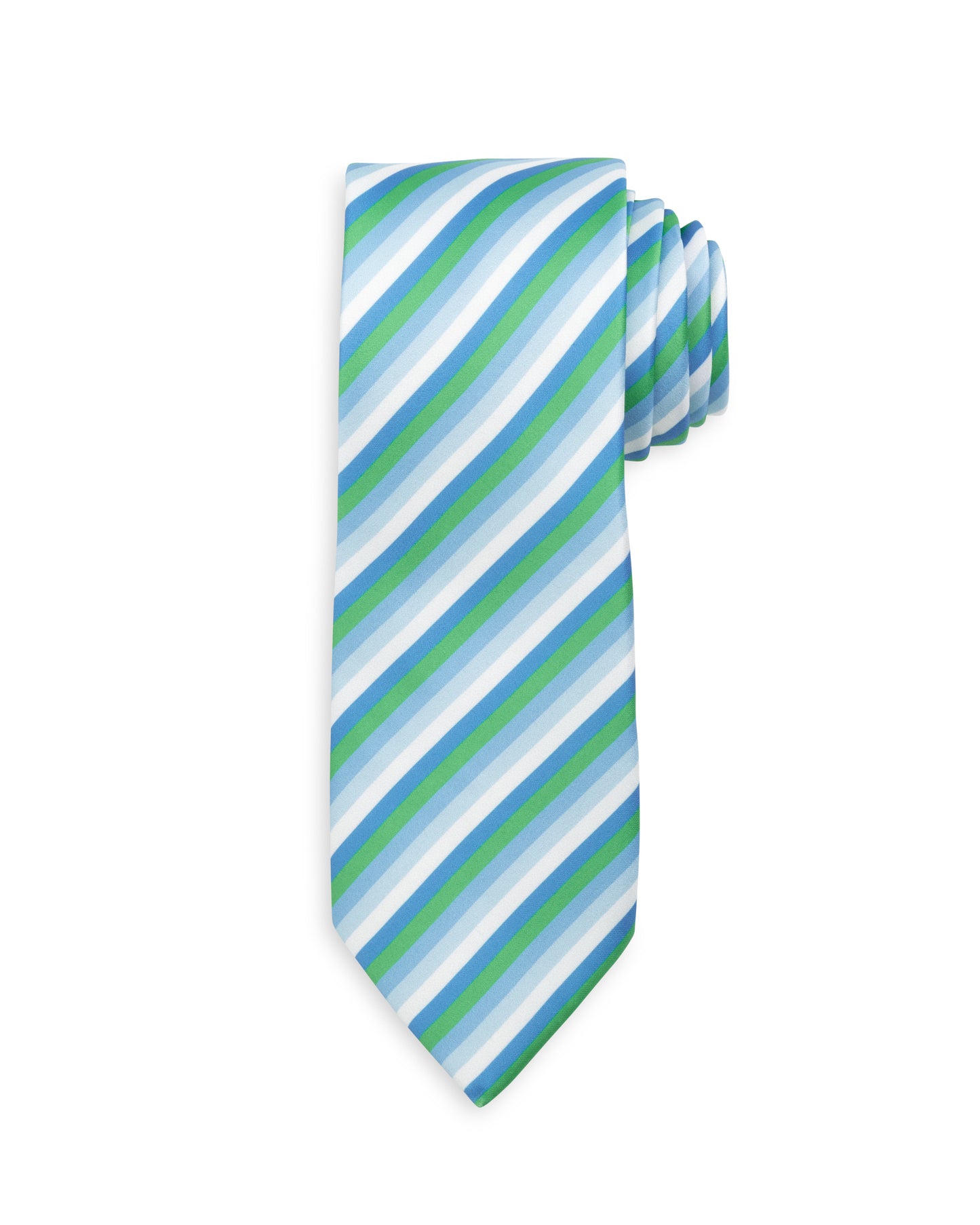 Spring 2026 Seascape Green, Blue and White Stripe Necktie